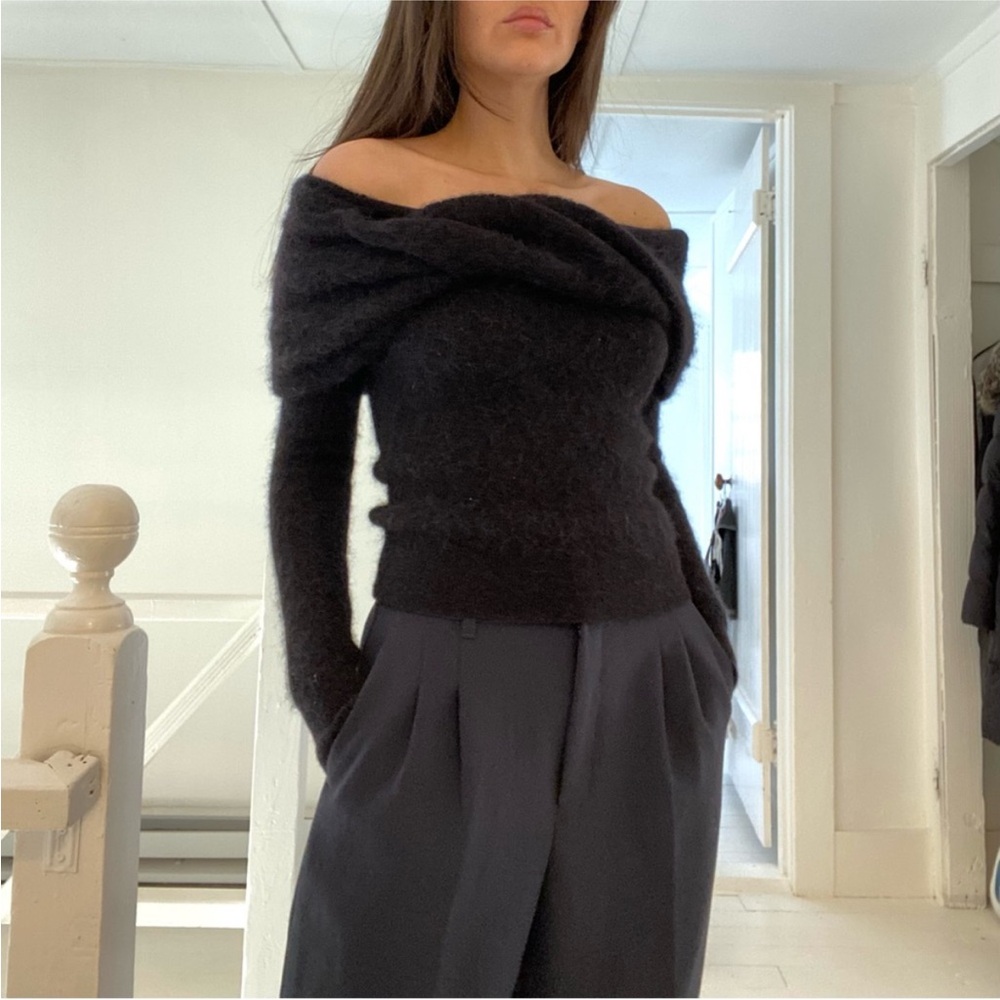 BNWT MASSIMO DUTTI STUDIO BLACK DOUBLE COLLAR DETAIL SWEATER SZ M